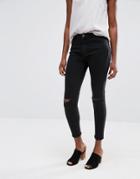 Minimum Jagger Skinny Rip Knee Jeans - Black
