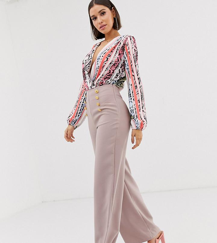 Flounce London Highwaist Palazzo Pants In Mauve-purple