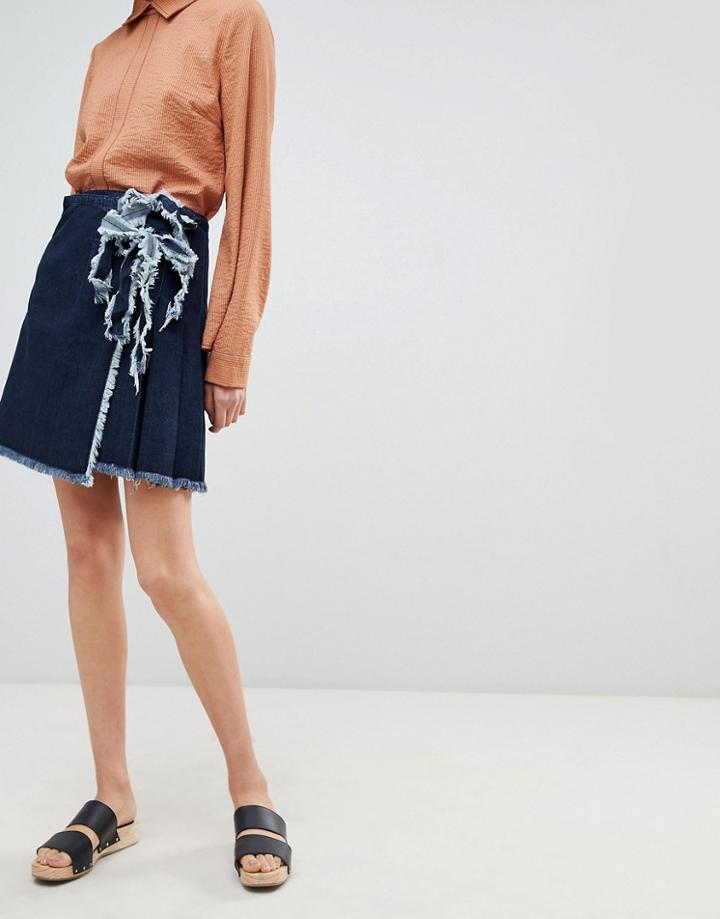 Waven Tilda Mini Skirt With Tie Side - Blue