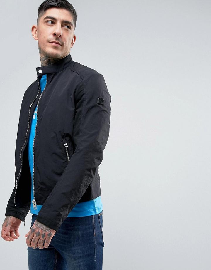 Boss Orange By Hugo Boss Ondrix Slim Fit Nylon Biker Jacket Black - Black