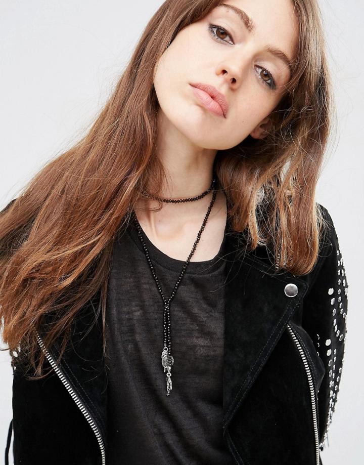 Asos Summertales Choker Lariat Necklace - Antique Silver
