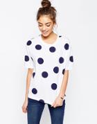 Asos Oversized T-shirt With Polka Dot - White