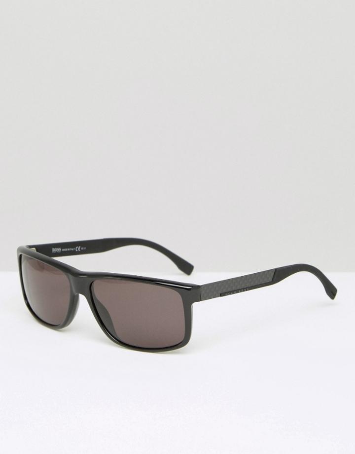 Hugo Boss Flat Brow Sunglasses In Black - Black