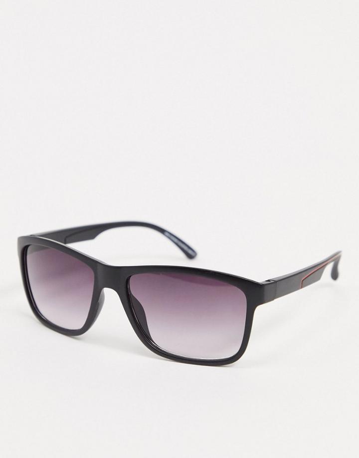 Svnx Square Sunglasses In Black With Smoke Lens