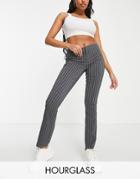 Asos Design Hourglass Flare Pants In Gray Pinstripe-multi