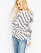 Asos Sweater In Stripe With Cross Over Front
