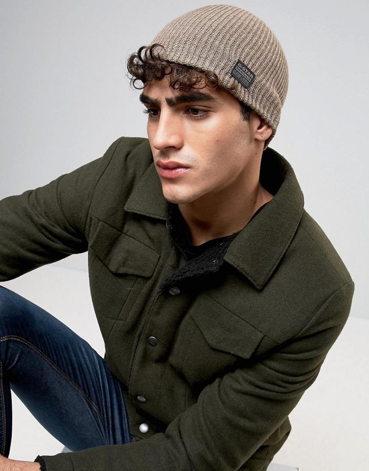 G-star Cart Logo Beanie In Beige - Beige