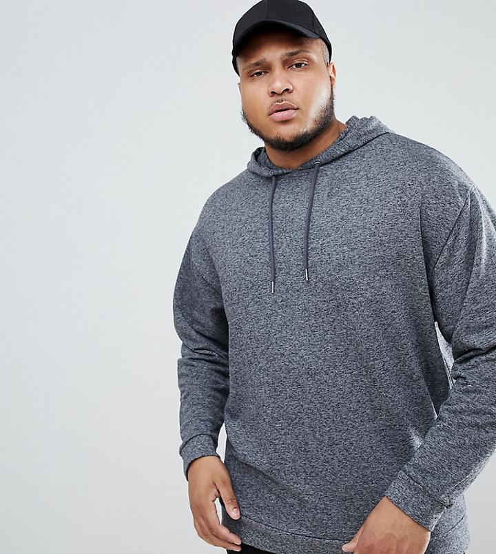 Asos Design Plus Oversized Hoodie In Charcoal Interest Fabric - Gray