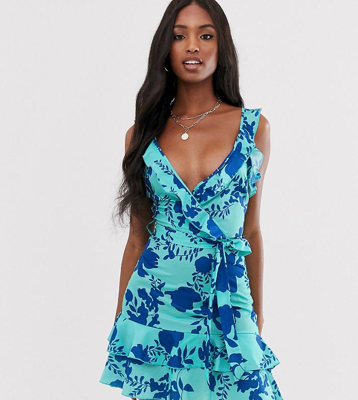 Parisian Tall Wrap Front Dress In Multi Floral - Multi