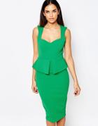 Vesper Daisy Peplum Midi Dress - Green