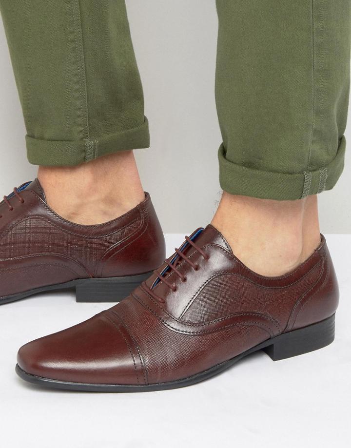 Red Tape Etched Lace Up Smart Shoes - Red