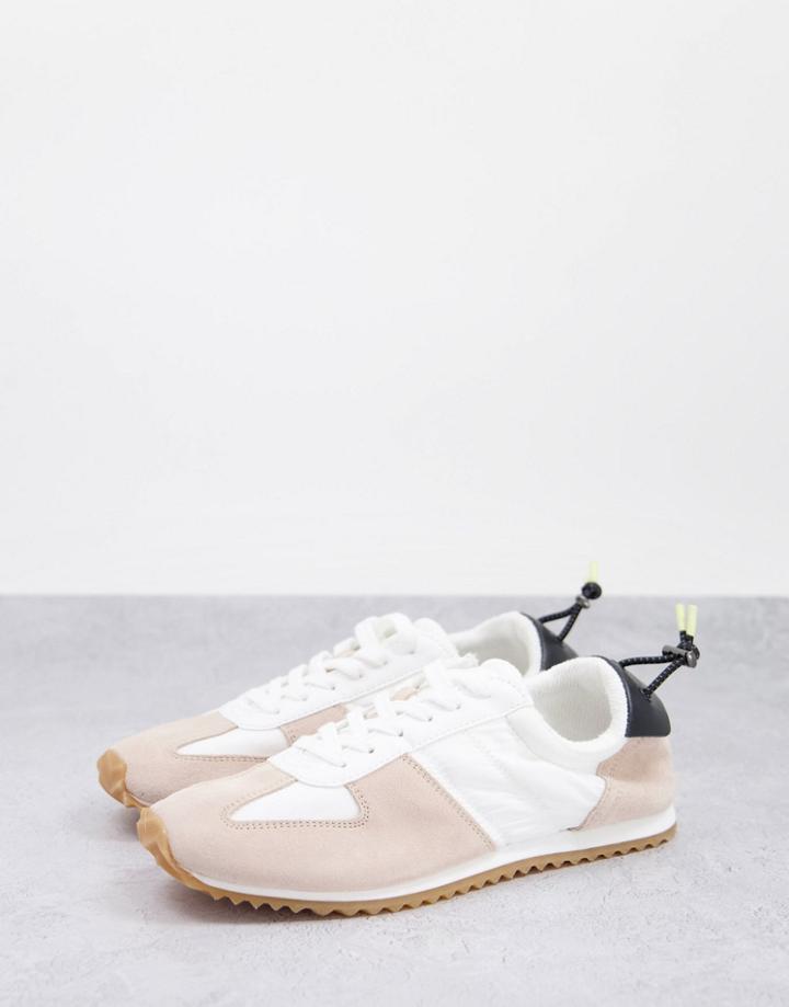 Mango Runner Sneakers With Real Suede Detail In White