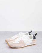 Mango Runner Sneakers With Real Suede Detail In White