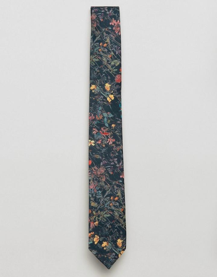 Gianni Feraud Liberty Print Wild Flowers Tie - Navy