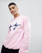 Boohooman Sweat With Bird Embroidery In Pink - Pink