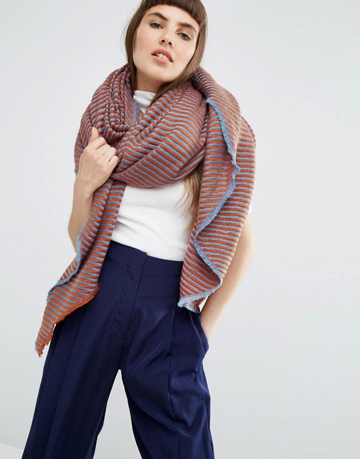 Asos Lighweight Oversized Square Scarf In 2 Tone Twill - Multi
