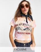 Reclaimed Vintage Inspired Crop Tie Dye T-shirt With Arizona Scene Print-multi