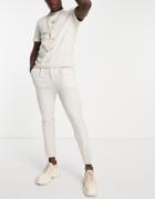 Asos Design Tapered Smart Pants In Ecru-white