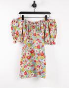 Influence Floral Mini Dress With Puff Sleeves-multi