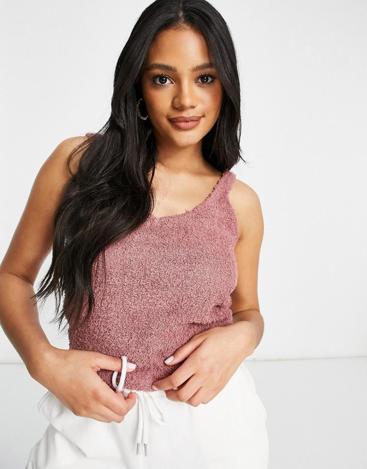 Asos Design Mix & Match Lounge Fluffy Cami In Brown
