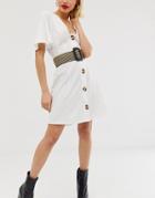 Prettylittlething Woven Belt With Square Buckle In Stripe - Multi