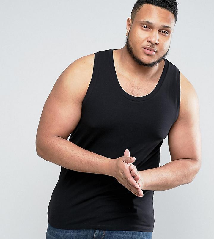 Asos Plus Muscle Tank In Black In Black - Black