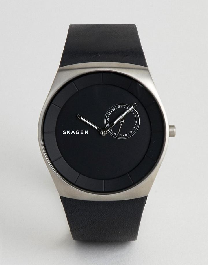Skagen Men's Leather Watch - Black