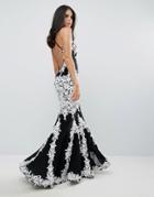 Forever Unique Mono Embroidery Maxi Fishtail Dress - Black