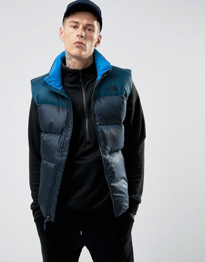 The North Face Nuptse3 Down Vest In 2 Tone Navy - Navy