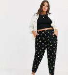 Simply Be Floral Peg Leg Pants In Black