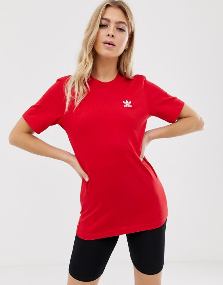 Adidas Originals Essential Mini Logo T-shirt In Red - Red