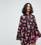 Reclaimed Vintage Inspired High Neck Dress In Floral - Multi