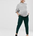Asos Design Maternity Woven Peg Pants With Obi Tie-green