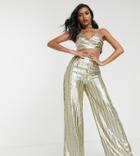 Asos Design Stripe Sequin Wide Leg Pants Two-piece