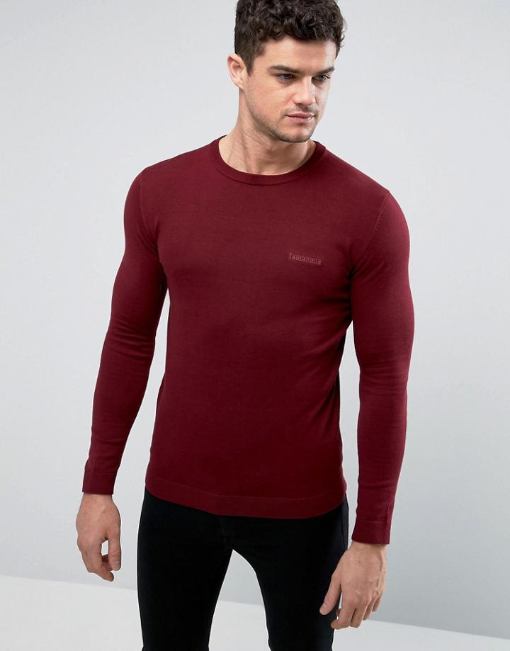 Lambretta Plain Crew Neck Knit Sweater - Red