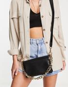 Asos Design Cross-body Bag With Chain Top Handle And Detachable Buckle Strap In Black