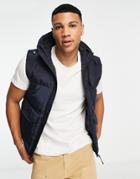 River Island Hooded Vest In Navy