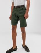 Asos Design Slim Denim Shorts In Green