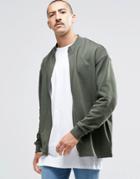 Asos Oversized Jersey Bomber Jacket In Khaki - Forest Nights