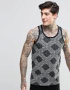 Brave Soul Geo Skull Print Vest - Black