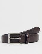 Asos Design Faux Leather Slim Belt In Brown Snake Emboss