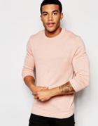 Asos Crew Neck Sweater In Pink Cotton - Pink
