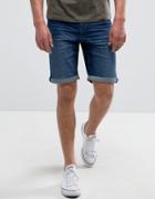 Mango Man Denim Shorts In Mid Wash Blue - Blue