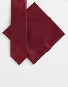 Gianni Feraud Tie And Pocket Square Set In Burgundy-red
