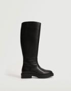 Mango Leather Riding Boots In Brown