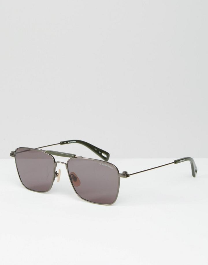 G-star Faeroes Square Sunglasses In Gun Metal - Silver