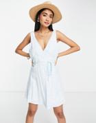 Rhythm Poolside Mini Beach Dress In Blue Ditsy Print-blues