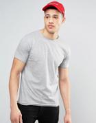 Brave Soul Basic Raw Edge T-shirt - Gray