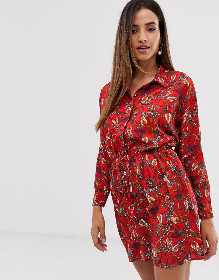 Ax Paris Chain Print Mini Dress - Red