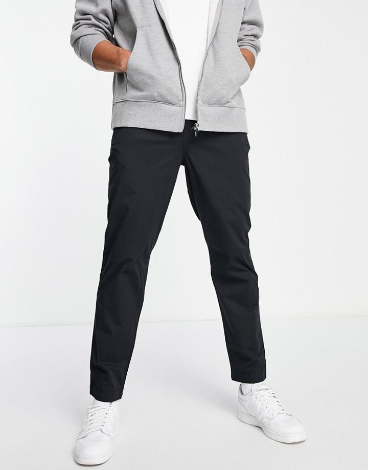 Selected Homme Cotton Slim Tapered Chino With Belt In Black - Black